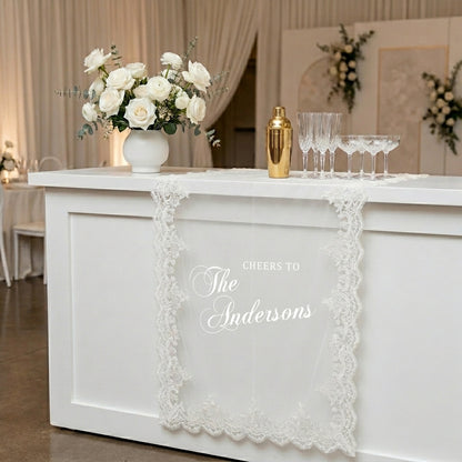 Custom Lace Sheer Wedding Bar Sign, Elegant Wedding Drink Station Decor