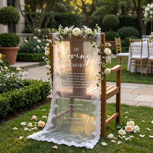 Wedding Memorial Chair Banner, In Loving Memory Lace Sign, Reserved Seat Wedding Sign