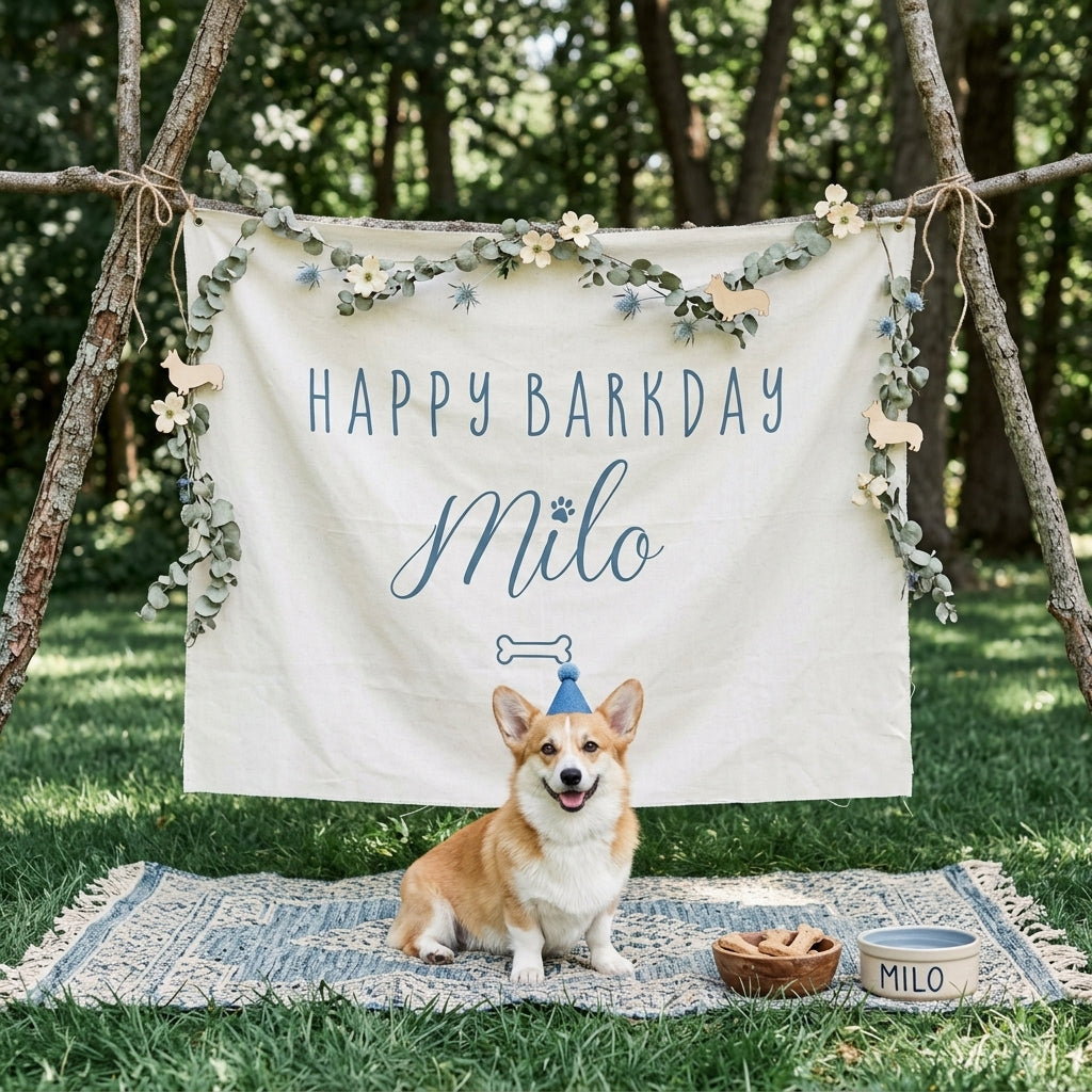 Custom Banner Dog Birthday Party Backdrop, Puppy Party Welcome Sign, Dog Lover Birthday Banner