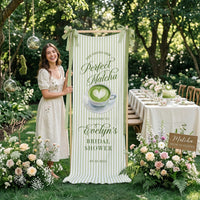 Bridal Shower Banner, Bridal Shower Welcome Sign, Matcha Party Backdrop, Custom Bride To Be Decor