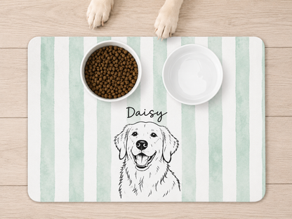 Custom Dog Feeding Mat with Name, Personalized Non Slip Pet Bowl Mat, Waterproof Dog Placemat, Pet Lover Gift
