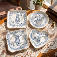 Custom Pet Portrait Jewelry Dish, Toile De Jouy Pet Ring Dish, Dog Cat Ceramic Trinket Tray Gift For Pet Lover