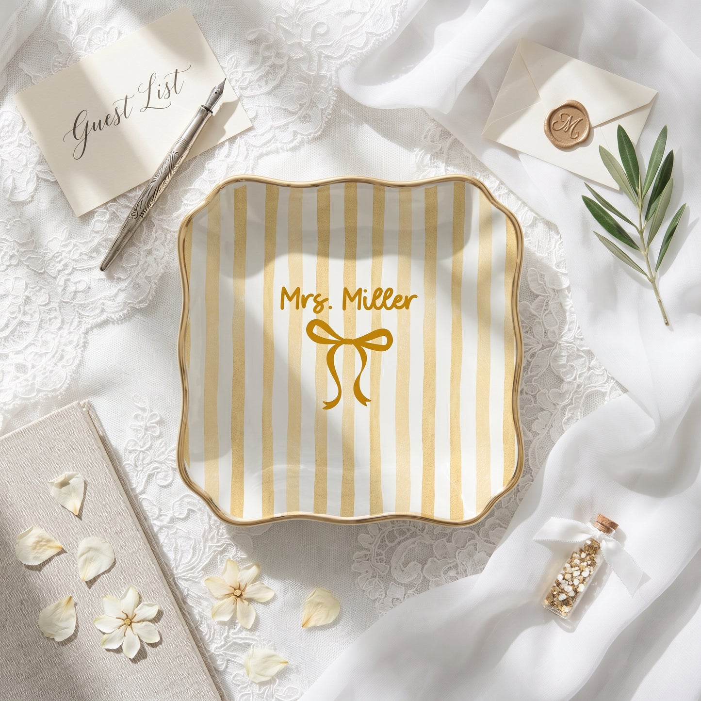 Personalized Ring Dish, Ceramic Minimalist Jewelry Tray, Engagement Gift for Couple