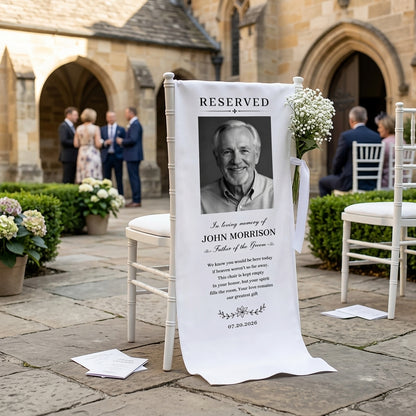 Personalized Father of Groom Photo, Reserved Wedding Memorial Chair Sign, In Loving Memory Sign