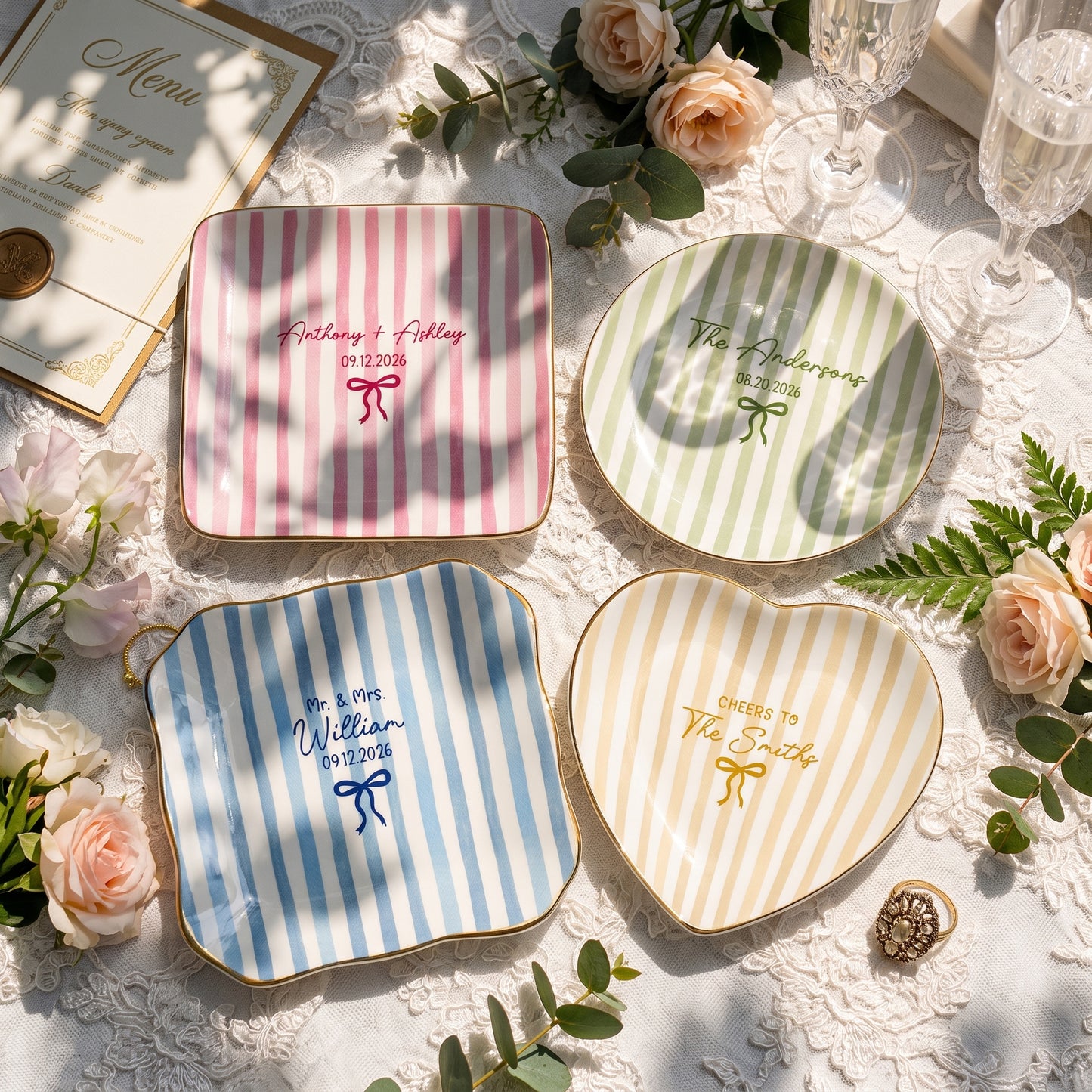 Personalized Locked Ring Dish Wedding Gift for Couple