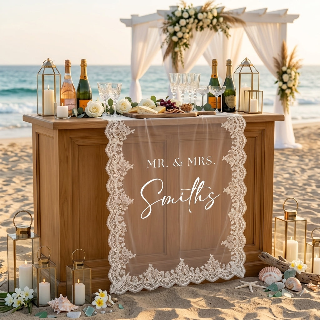 Personalized Lace Bridal Shower Sign, Wedding Welcome Banner