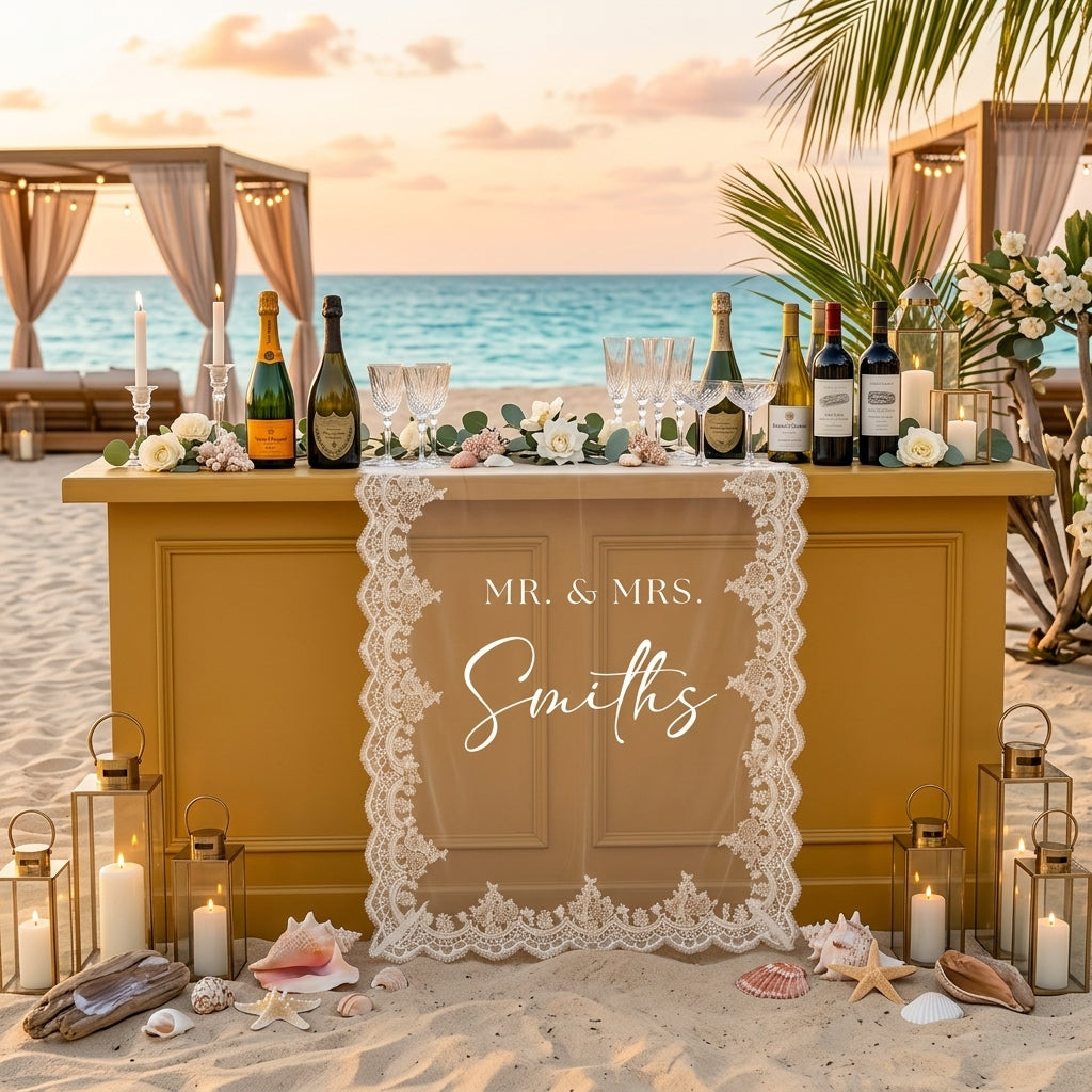 Personalized Lace Bridal Shower Sign, Wedding Welcome Banner