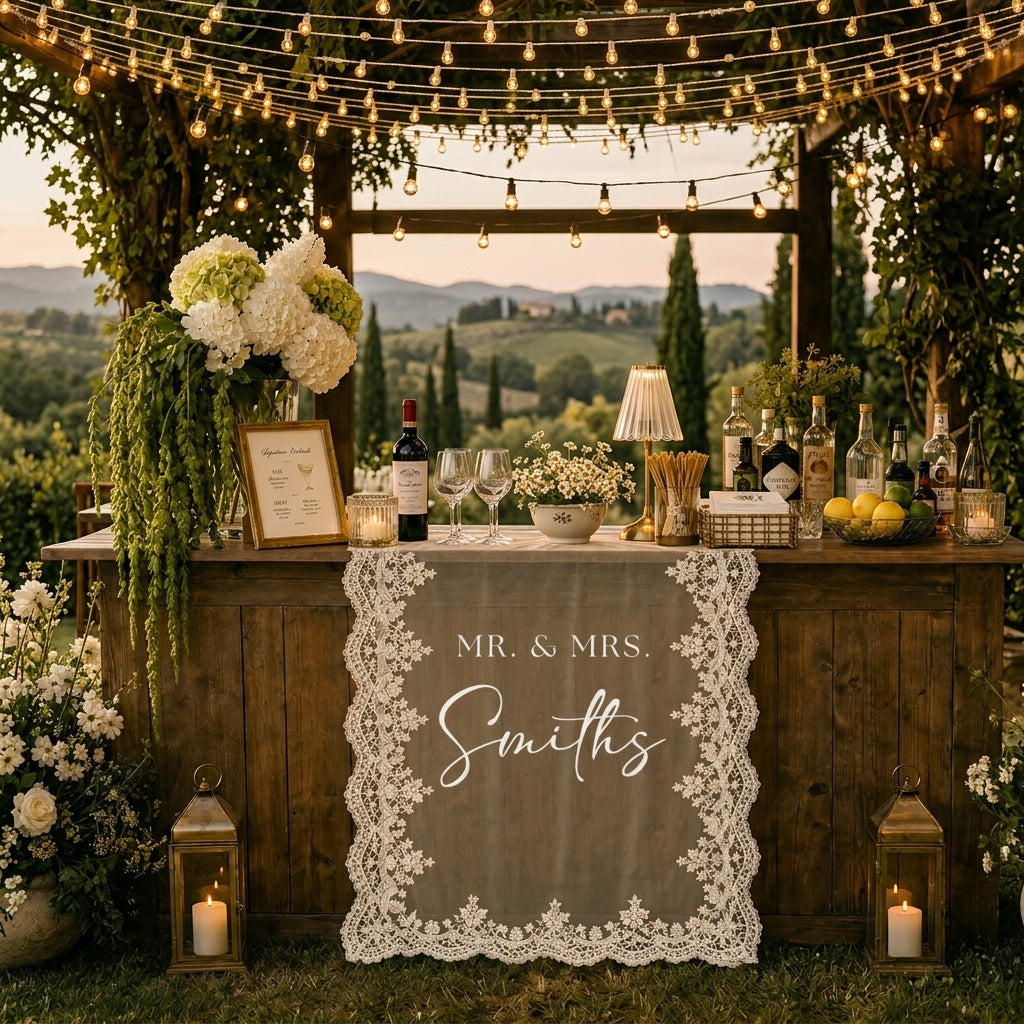 Personalized Lace Bridal Shower Sign, Wedding Welcome Banner