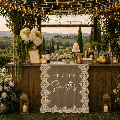 Personalized Lace Bridal Shower Sign, Wedding Welcome Banner