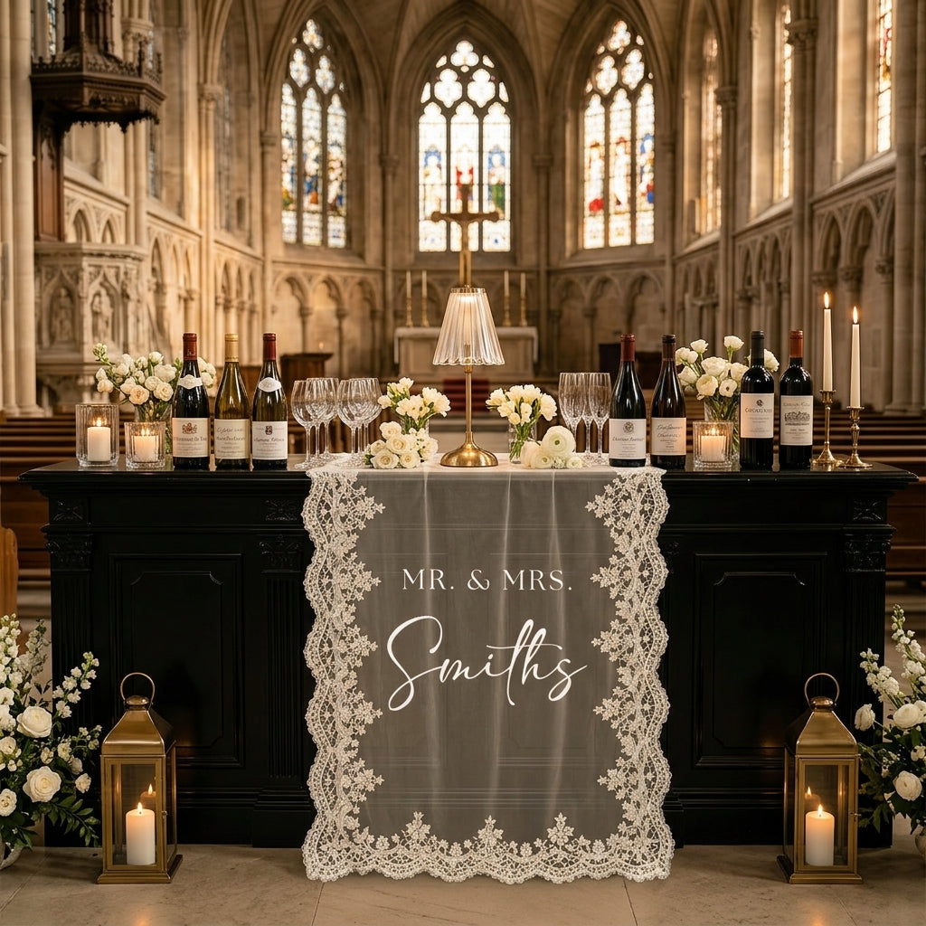 Personalized Lace Bridal Shower Sign, Wedding Welcome Banner