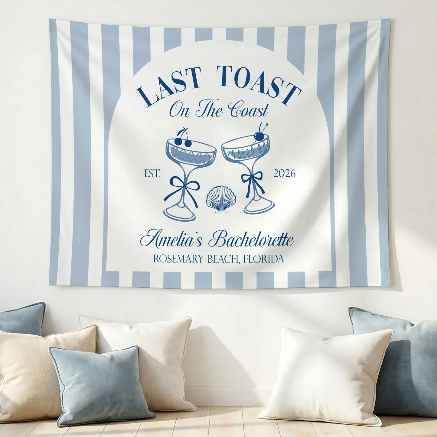 Last Toast Bachelorette Banner Personalized Coastal Bachelorette Party Backdrop Custom Name Beach Bachelorette Banner