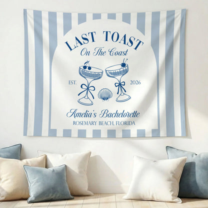 Last Toast Bachelorette Banner Personalized Coastal Bachelorette Party Backdrop Custom Name Beach Bachelorette Banner