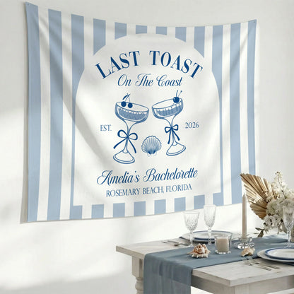 Last Toast Bachelorette Banner Personalized Coastal Bachelorette Party Backdrop Custom Name Beach Bachelorette Banner