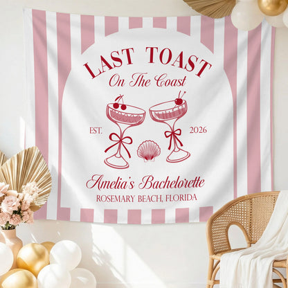 Last Toast Bachelorette Banner Personalized Coastal Bachelorette Party Backdrop Custom Name Beach Bachelorette Banner