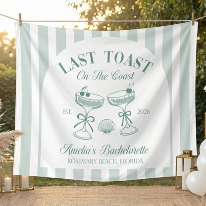 Last Toast Bachelorette Banner Personalized Coastal Bachelorette Party Backdrop Custom Name Beach Bachelorette Banner