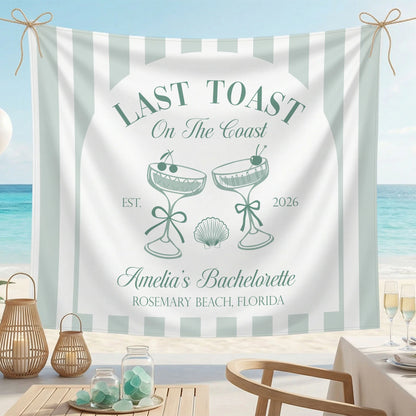 Last Toast Bachelorette Banner Personalized Coastal Bachelorette Party Backdrop Custom Name Beach Bachelorette Banner