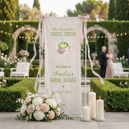 Matcha Bridal Shower Banner Stand Personalized Bridal Shower Welcome Sign Perfect Matcha Theme Custom Name Decor