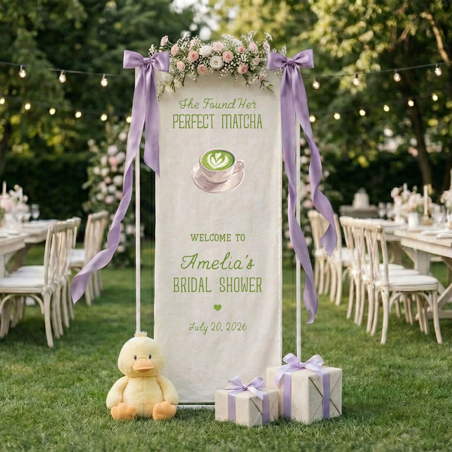 Matcha Bridal Shower Banner Stand Personalized Bridal Shower Welcome Sign Perfect Matcha Theme Custom Name Decor