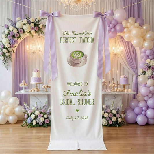 Matcha Bridal Shower Banner Stand Personalized Bridal Shower Welcome Sign Perfect Matcha Theme Custom Name Decor
