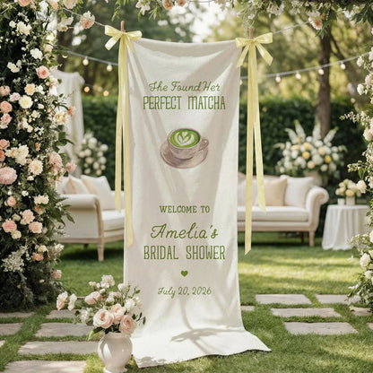 Matcha Bridal Shower Banner Stand Personalized Bridal Shower Welcome Sign Perfect Matcha Theme Custom Name Decor