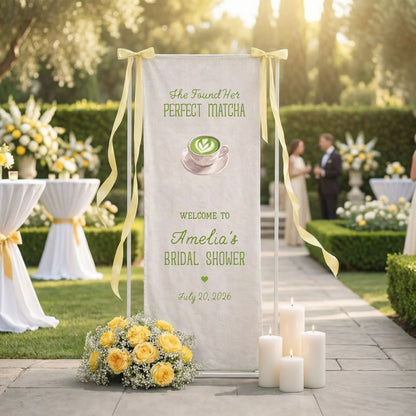 Matcha Bridal Shower Banner Stand Personalized Bridal Shower Welcome Sign Perfect Matcha Theme Custom Name Decor