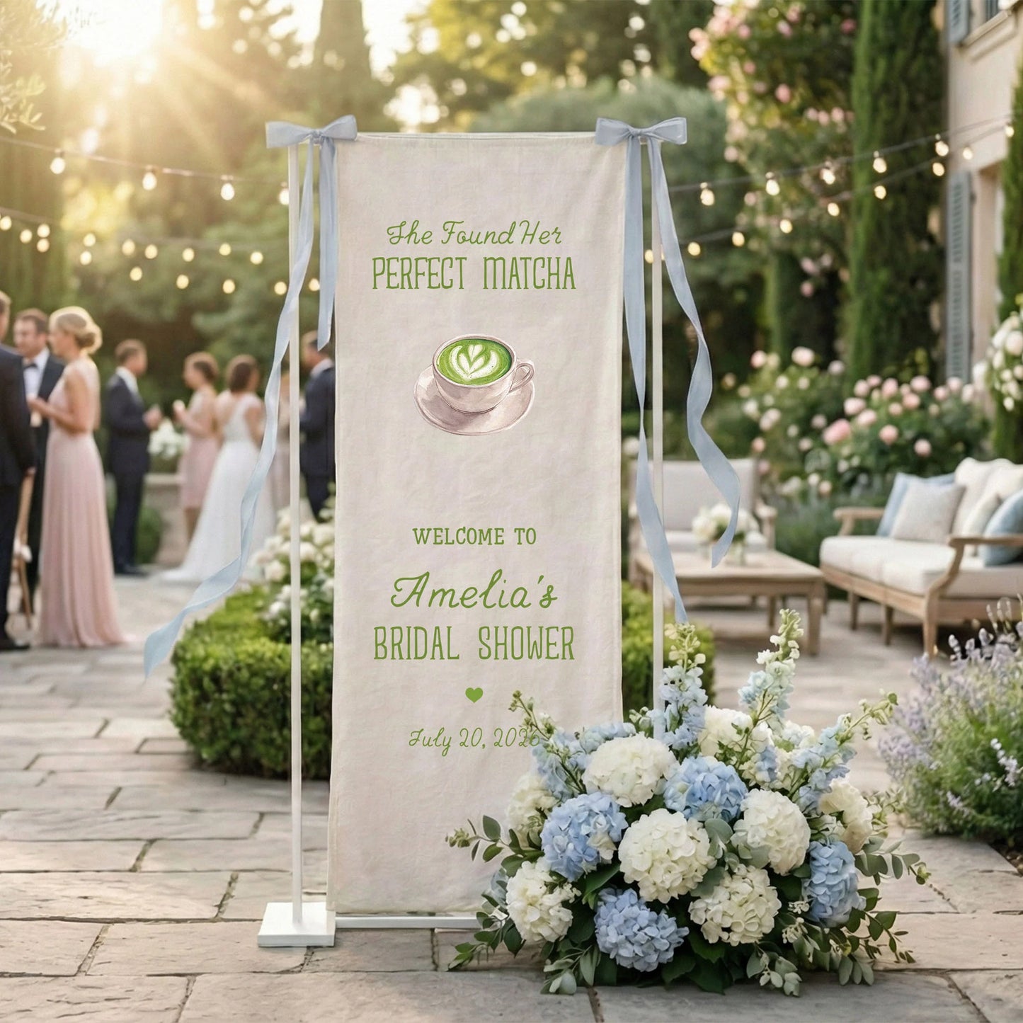 Matcha Bridal Shower Banner Stand Personalized Bridal Shower Welcome Sign Perfect Matcha Theme Custom Name Decor