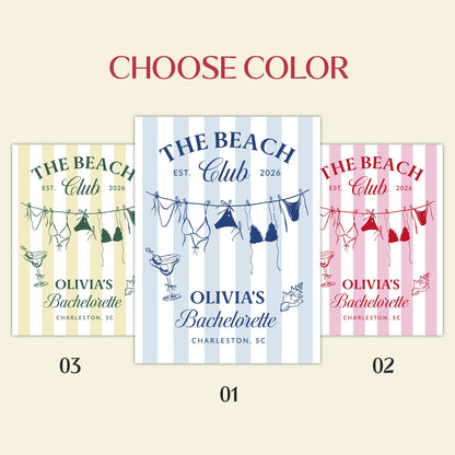 Beach Bachelorette Party Banner Personalized Beach Club Bachelorette Backdrop Custom Name Bridal Party Banner