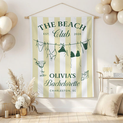 Beach Bachelorette Party Banner Personalized Beach Club Bachelorette Backdrop Custom Name Bridal Party Banner