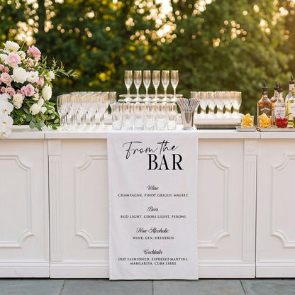 Wedding Bar Menu Table Runner Personalized Cocktail Menu Custom Wedding Bar Decor