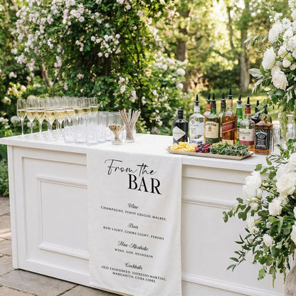 Wedding Bar Menu Table Runner Personalized Cocktail Menu Custom Wedding Bar Decor