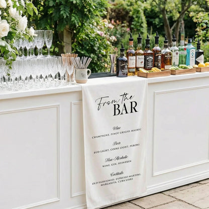 Wedding Bar Menu Table Runner Personalized Cocktail Menu Custom Wedding Bar Decor