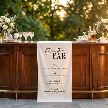 Wedding Bar Menu Table Runner Personalized Cocktail Menu Custom Wedding Bar Decor