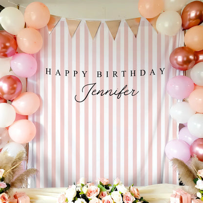 Green Striped Birthday Tapestry Personalized Happy Birthday Banner Custom Name Party Backdrop