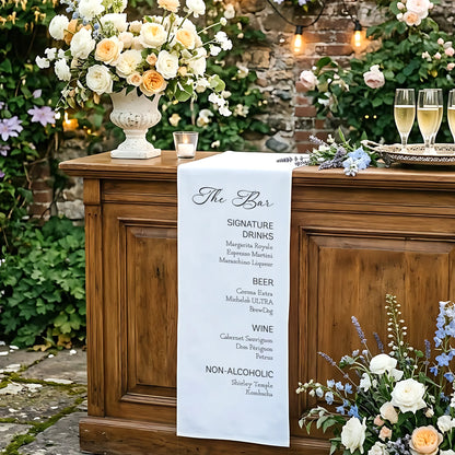 Wedding Bar Menu Table Runner Personalized Cocktail Menu Custom Wedding Bar Decor
