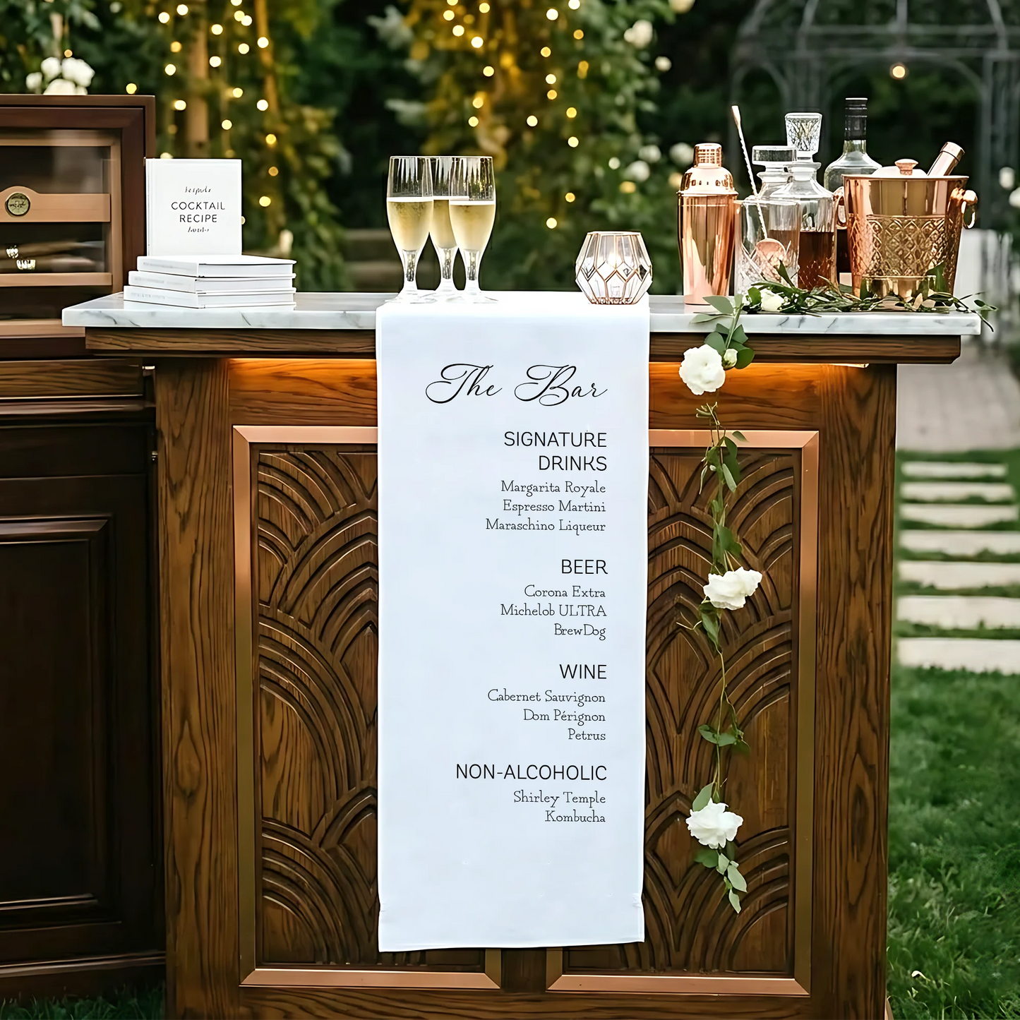 Wedding Bar Menu Table Runner Personalized Cocktail Menu Custom Wedding Bar Decor