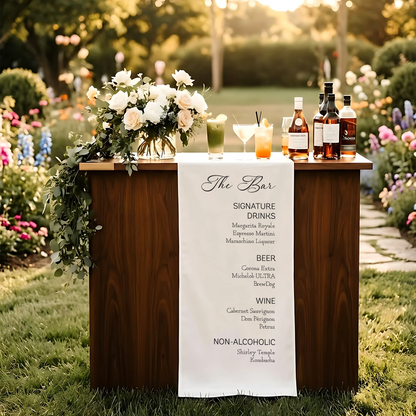 Wedding Bar Menu Table Runner Personalized Cocktail Menu Custom Wedding Bar Decor