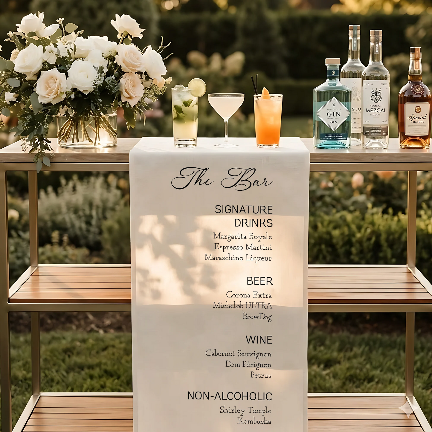 Wedding Bar Menu Table Runner Personalized Cocktail Menu Custom Wedding Bar Decor