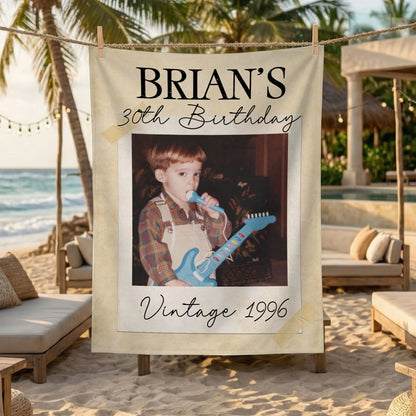 Vintage 1996 Birthday Tapestry Custom Photo 30th Birthday Banner Personalized Party Backdrop