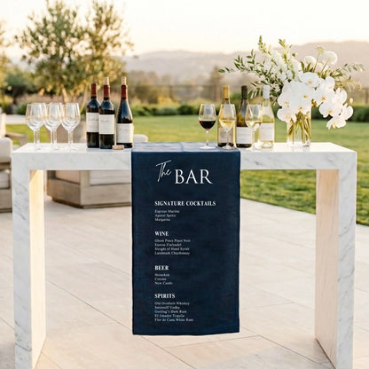 Wedding Bar Menu Table Runner Personalized Cocktail Menu Table Runner Custom Wedding Bar Decor