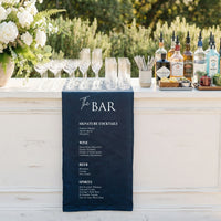 Wedding Bar Menu Table Runner Personalized Cocktail Menu Table Runner Custom Wedding Bar Decor