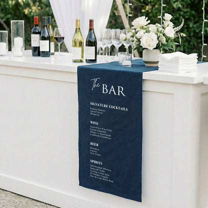 Wedding Bar Menu Table Runner Personalized Cocktail Menu Table Runner Custom Wedding Bar Decor