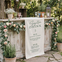 Wedding Signature Drink Table Runner Personalized Cocktail Menu Table Runner Custom Wedding Bar Decor