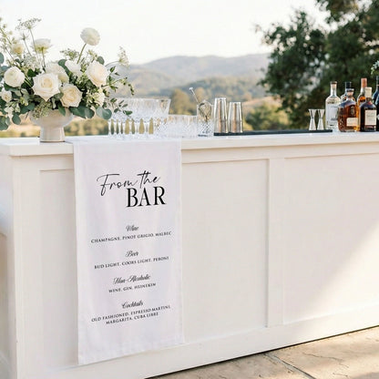 Wedding Signature Drink Table Runner Personalized Cocktail Menu Table Runner Custom Wedding Bar Decor