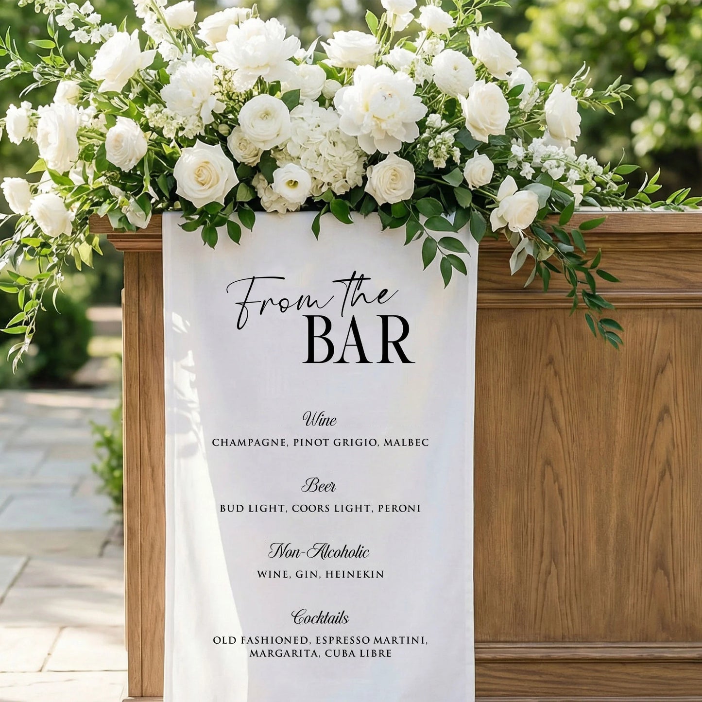 Wedding Signature Drink Table Runner Personalized Cocktail Menu Table Runner Custom Wedding Bar Decor
