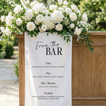 Wedding Signature Drink Table Runner Personalized Cocktail Menu Table Runner Custom Wedding Bar Decor