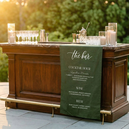 Wedding Bar Menu Table Runner Personalized Cocktail Hour Menu Table Runner Custom Wedding Bar Decor