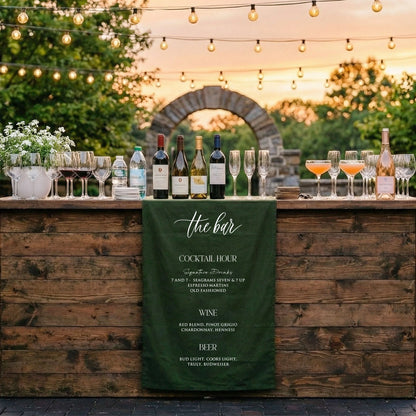 Wedding Bar Menu Table Runner Personalized Cocktail Hour Menu Table Runner Custom Wedding Bar Decor