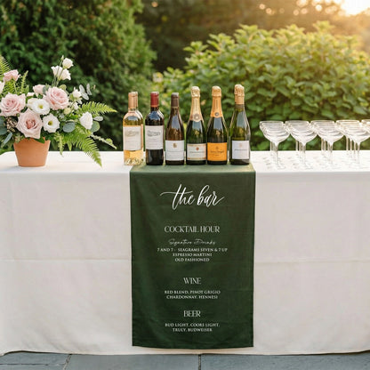 Wedding Bar Menu Table Runner Personalized Cocktail Hour Menu Table Runner Custom Wedding Bar Decor