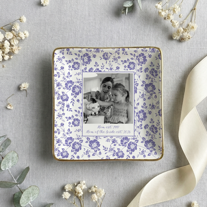 Personalised Photo Trinket Dish, Custom Jewelry Ring Dish, Ceramic Trinket Tray for Birthday, Anniversary