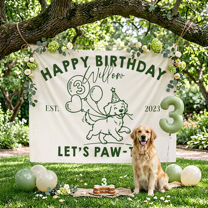 Let's Pawty Birthday, Custom Pet Banner Birthday Party Backdrop, Puppy Party Welcome Sign For Pet Owner